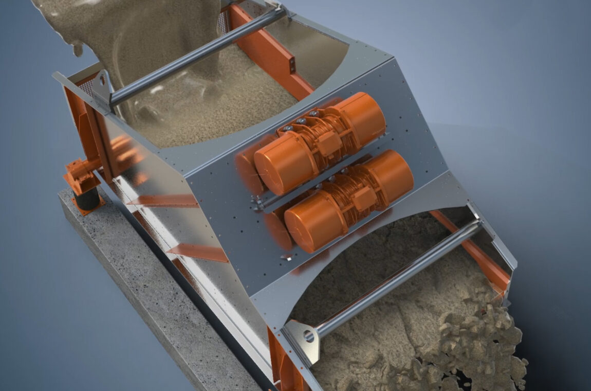 3D animation of our linear vibrating screen - design as a dewatering screen for sludge