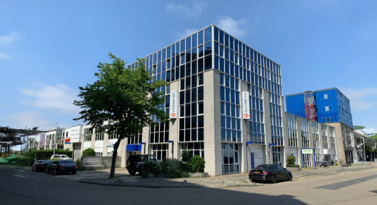 SIEBTECHNIK-TEMA Headoffice Rijswijk, The Netherlands Glass office building with SIEBTECHNIK-TEMA logo
