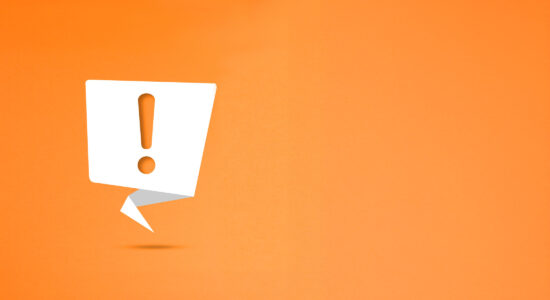 important information header - exclamation mark on orange